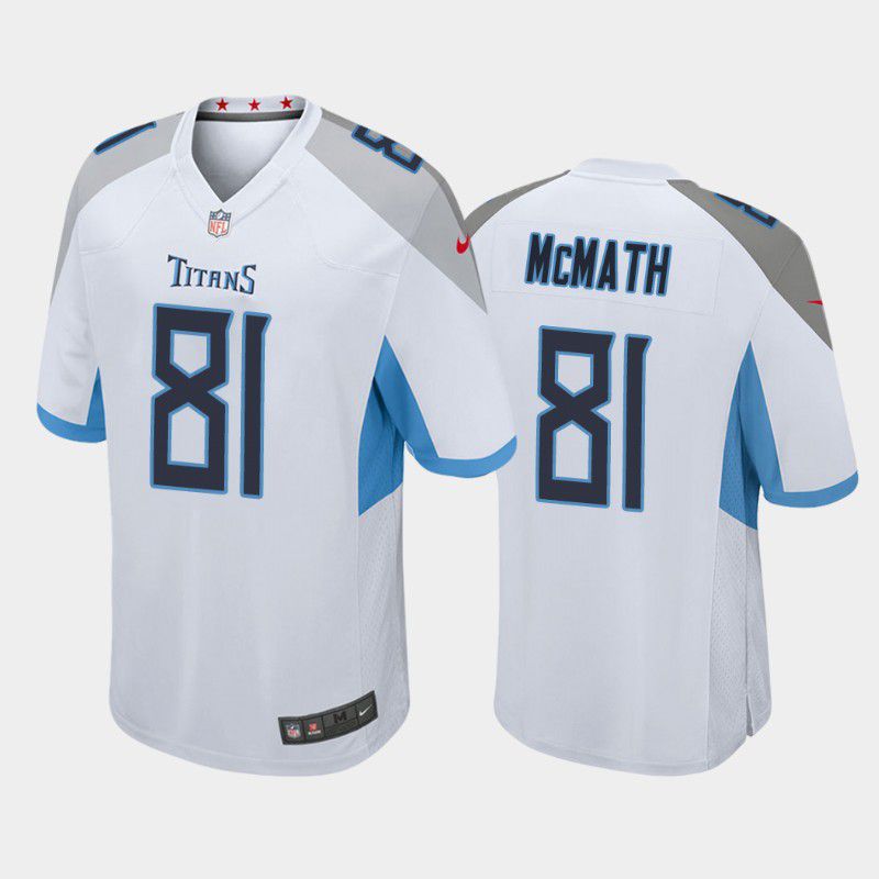 Men Tennessee Titans 81 Racey McMath Nike White Game NFL Jersey